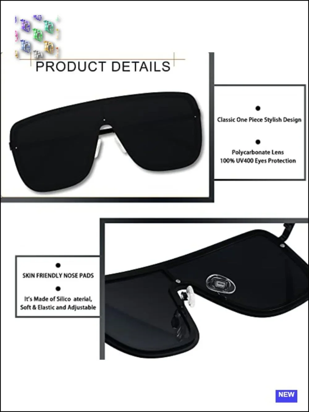 Rimless Oversized Square Sunglasses for Women Men UV400 Frameless Glasses
